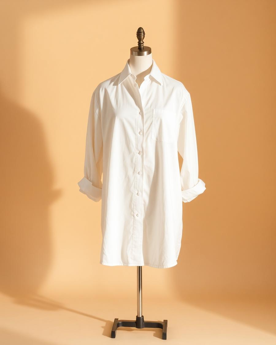 Crisp white oversized poplin shirt